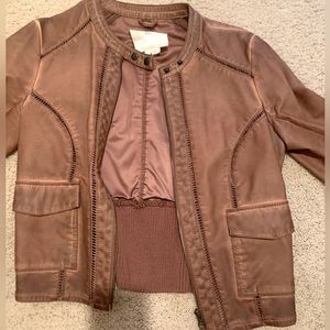 HEI HEI Anthropologie distressed brown leather jacket (medium)
